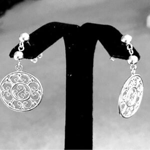 Sterling silver abstract floral earrings, post backs